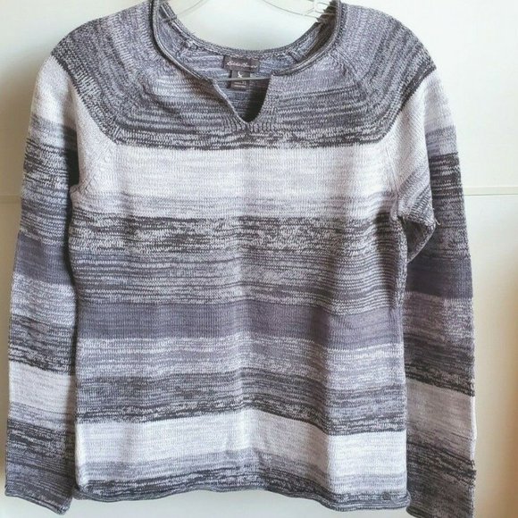 SWEATER EDDIE BAUER Women Size XS Grey Striped Warm Soft Great Condition - Picture 1 of 10